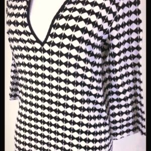 J.Crew XXS BlackCream Tunic Style Top Shirt Blouse